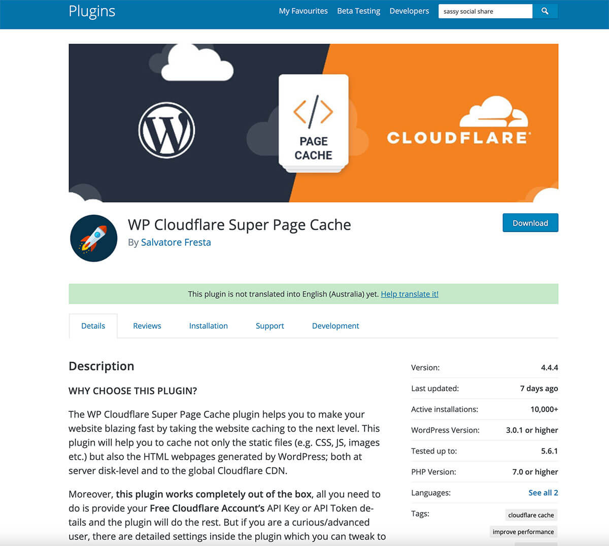 best wordpress plugins to use when starting a blog - wp-cloudflare